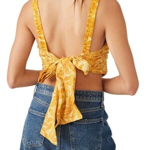 NWT-FREE PEOPLE All Tied Up Crop Tank in Yellow Combo, Sz M